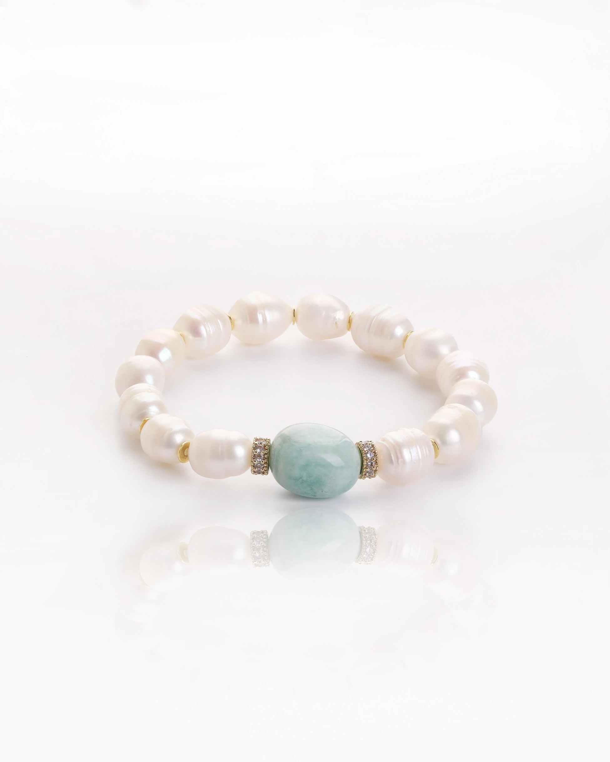 Amazonit & İnci Bileklik