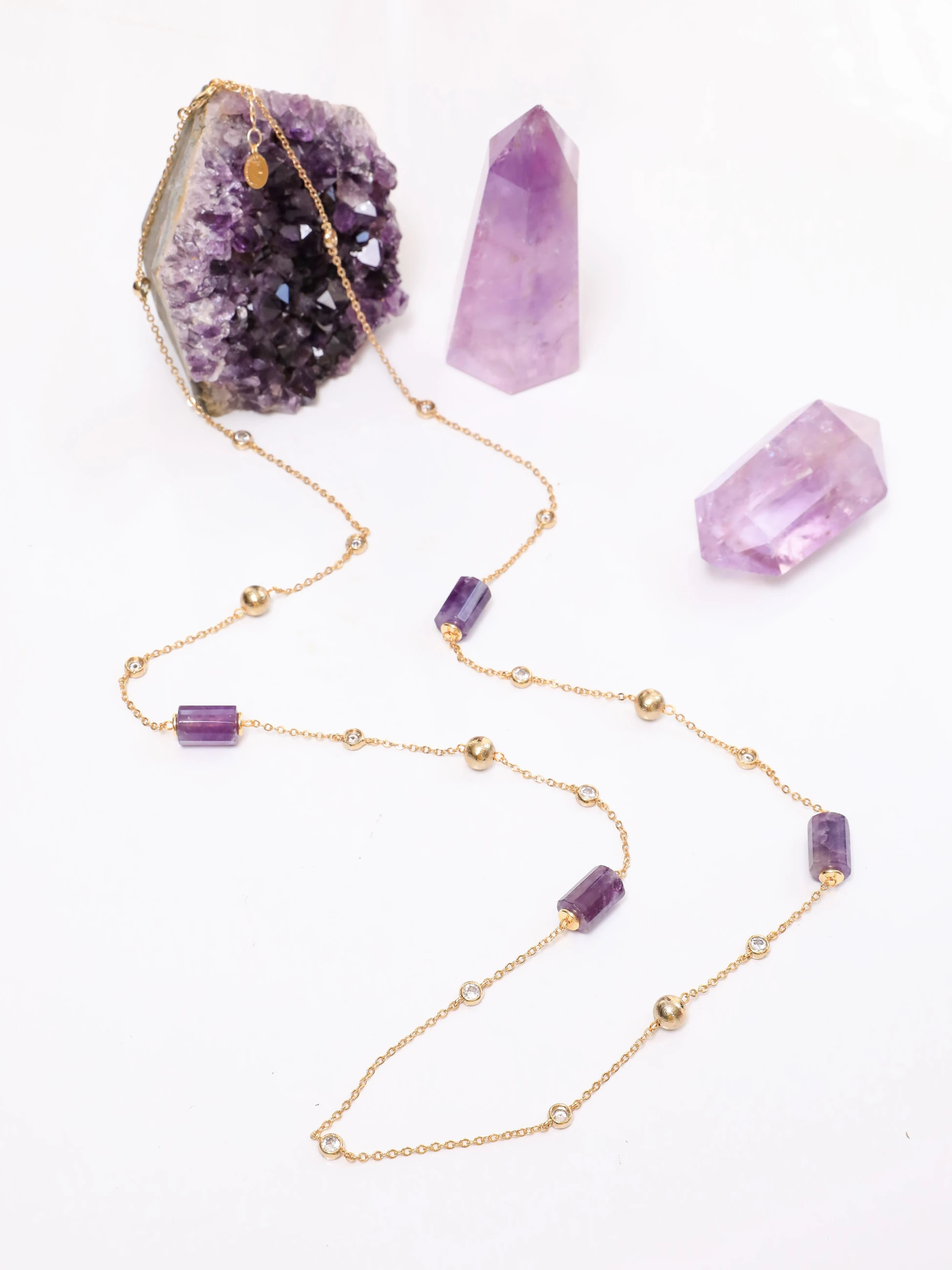 Ametist Taşlı Tiffany Zincir Kolye