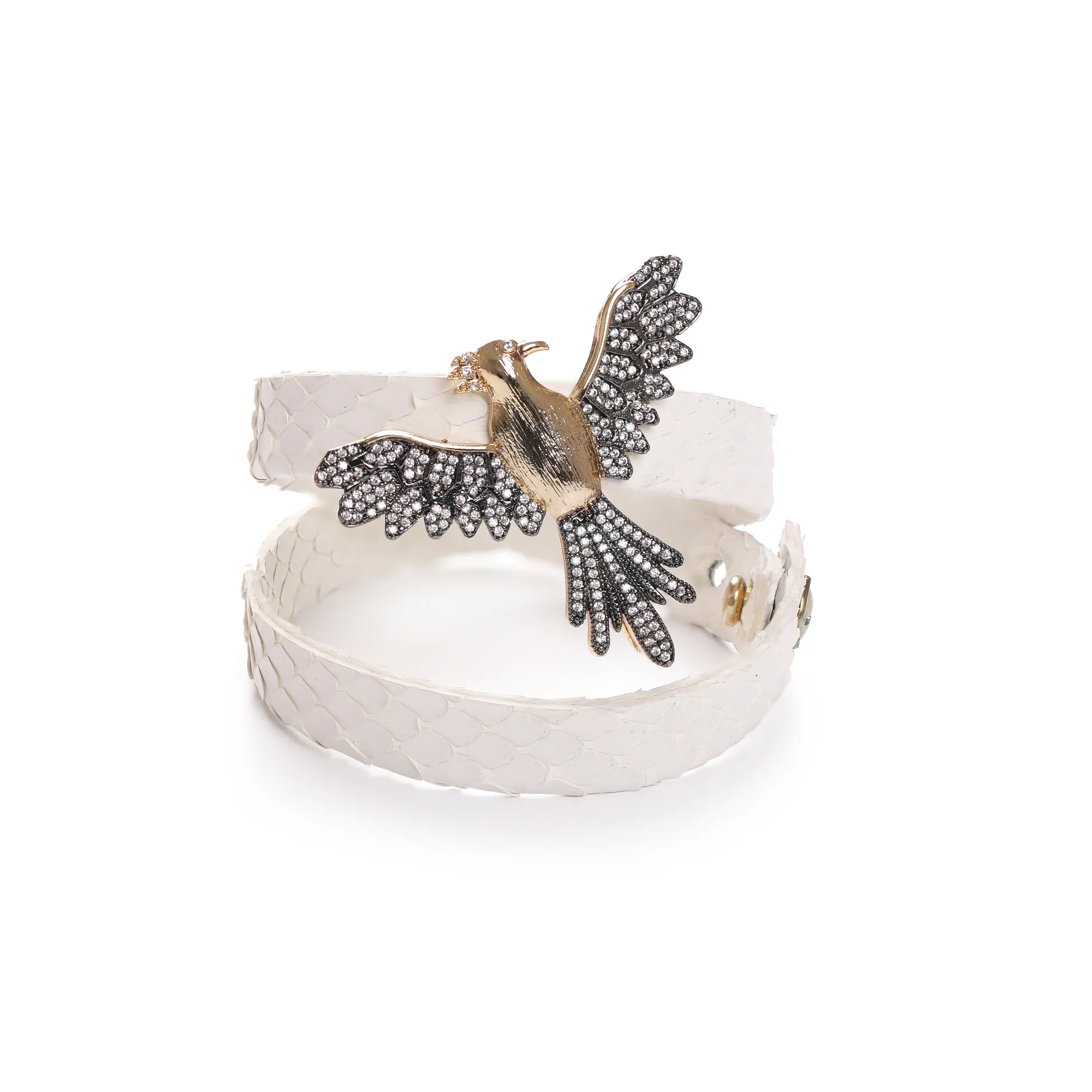 Anka Kuşu Beyaz Deri Bileklik