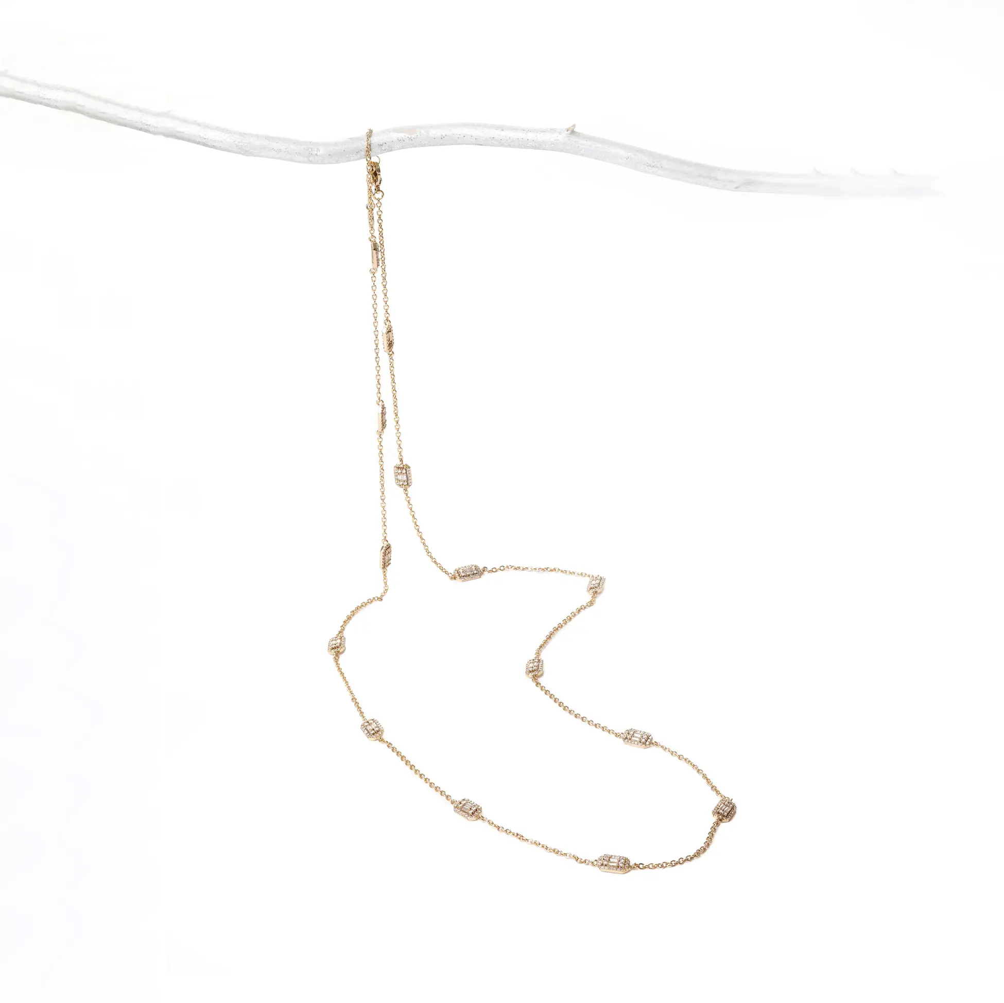 Baget Taşlı Tiffany Zincir Gold