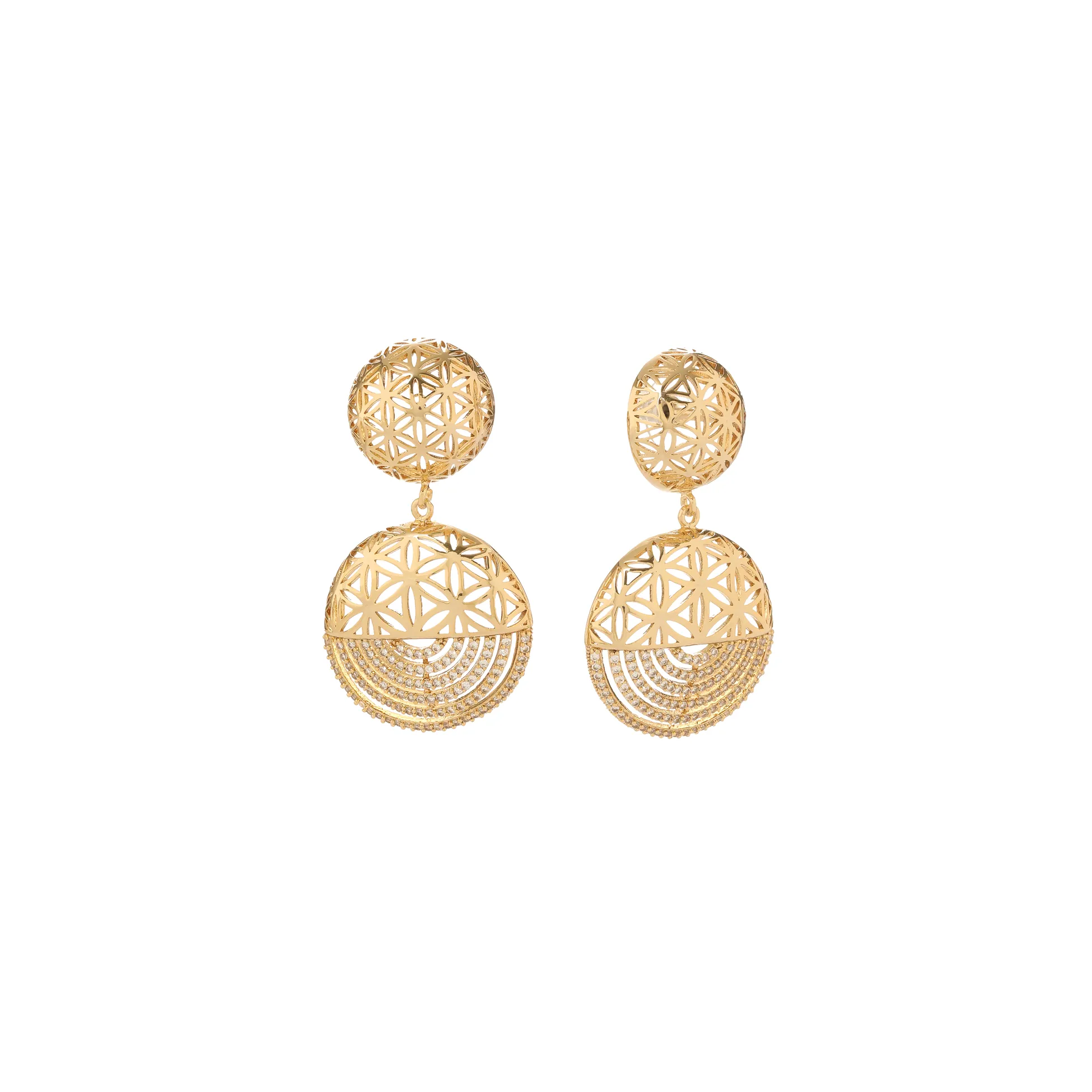 Gold Yaşam Çiçeği Küpe