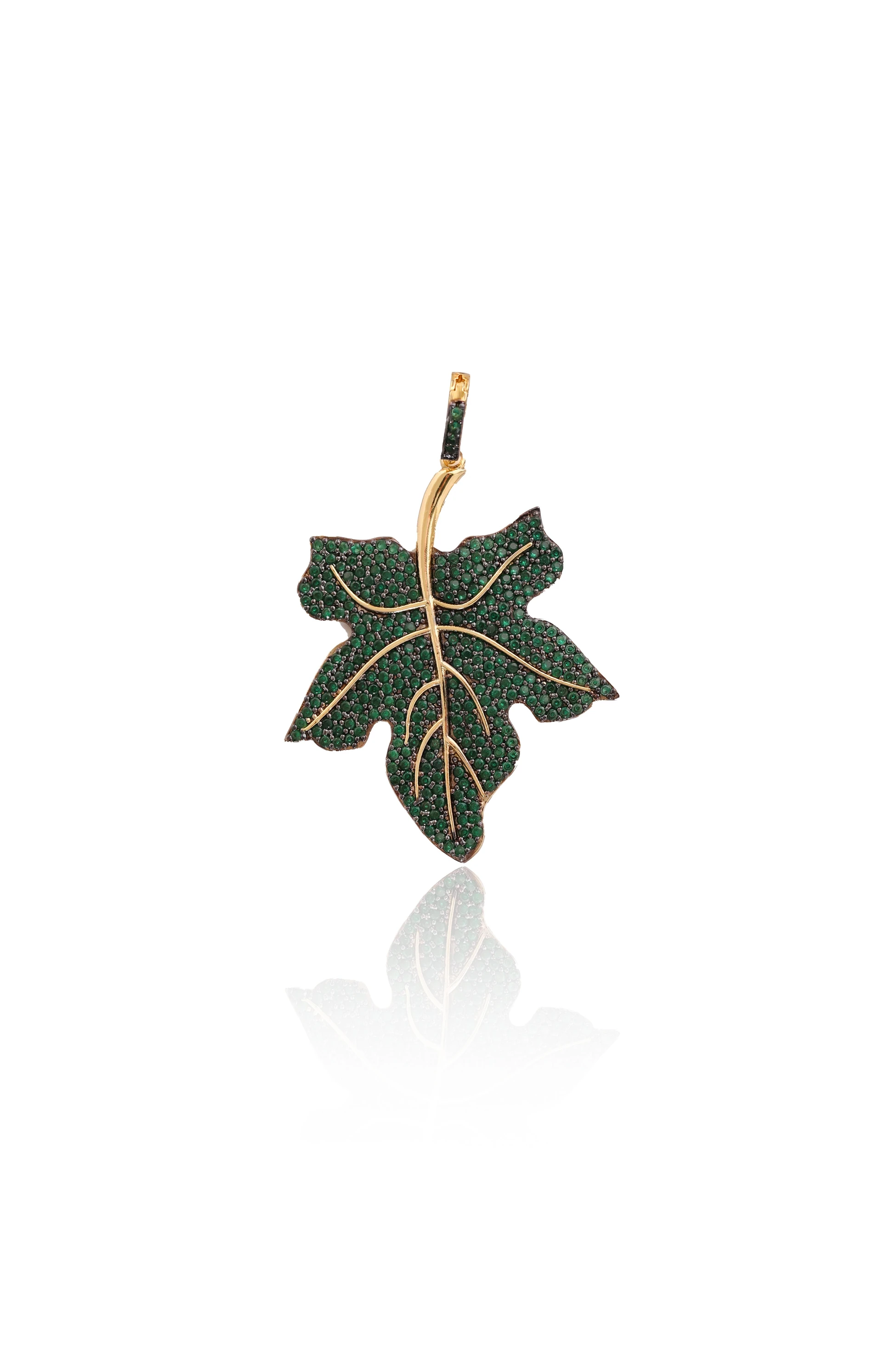 Gold Yeşil Yaprak Kolye Ucu