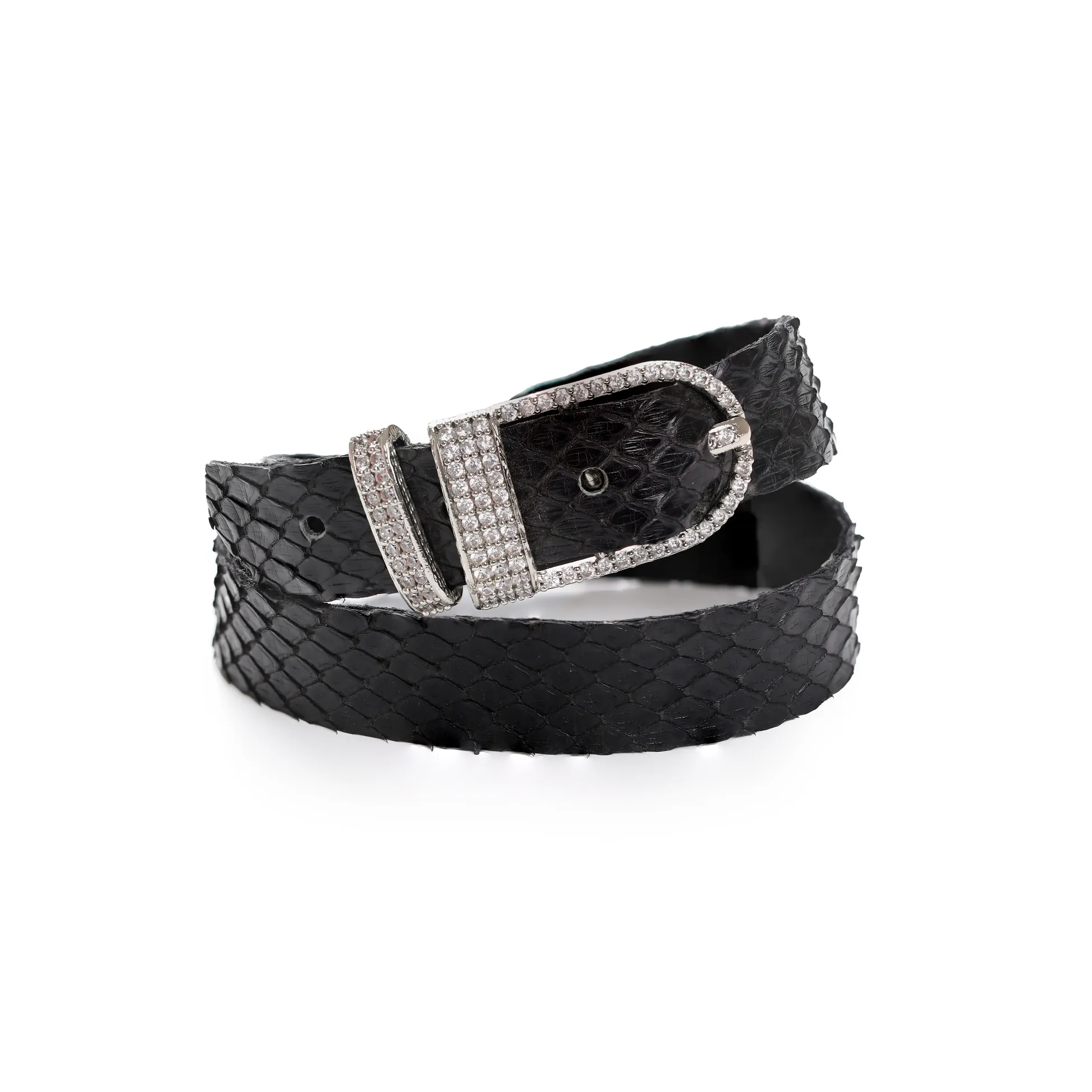 Kemer Tokalı Siyah Deri Bileklik