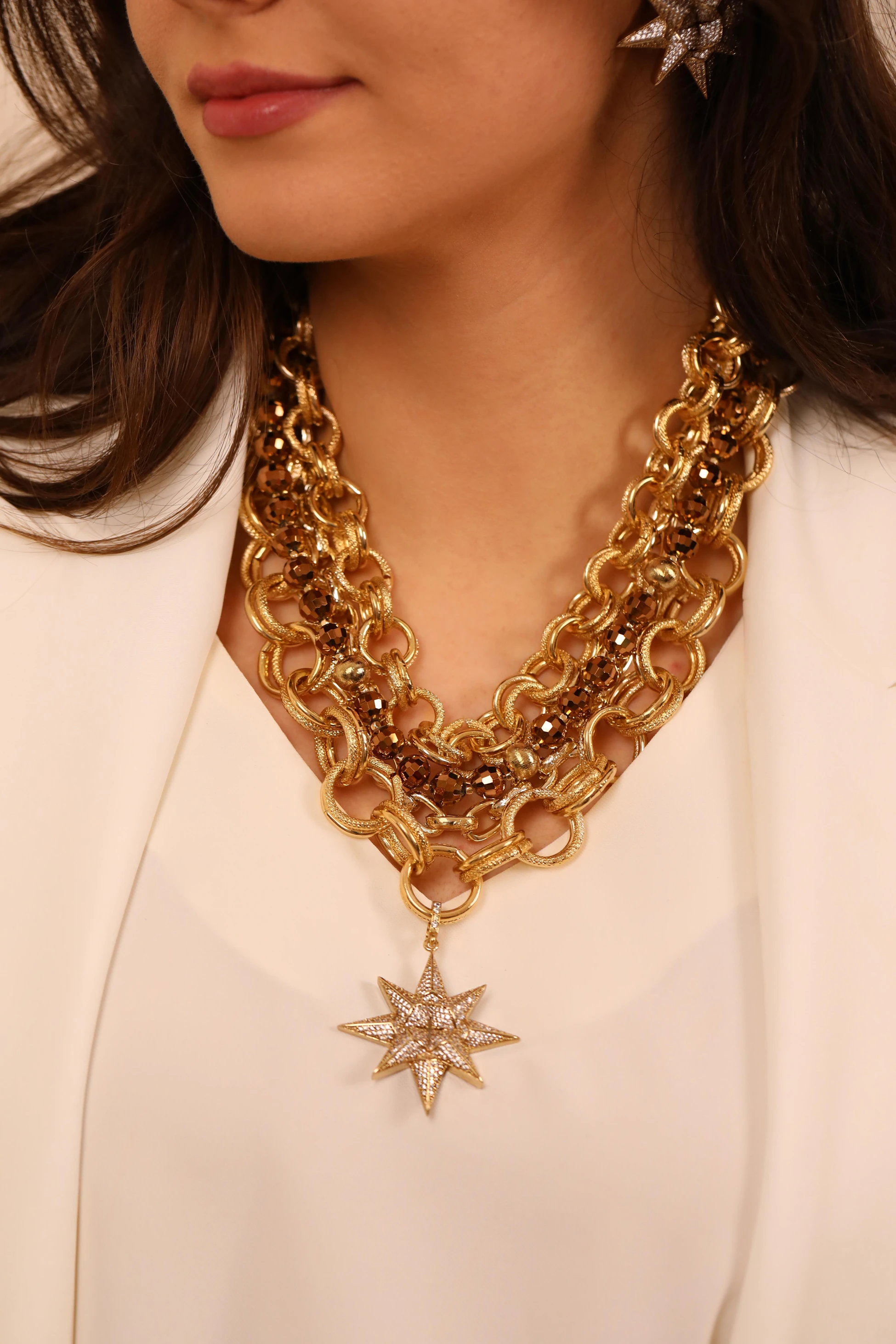 Kutup Yıldızı Uçlu Kristal Kolye