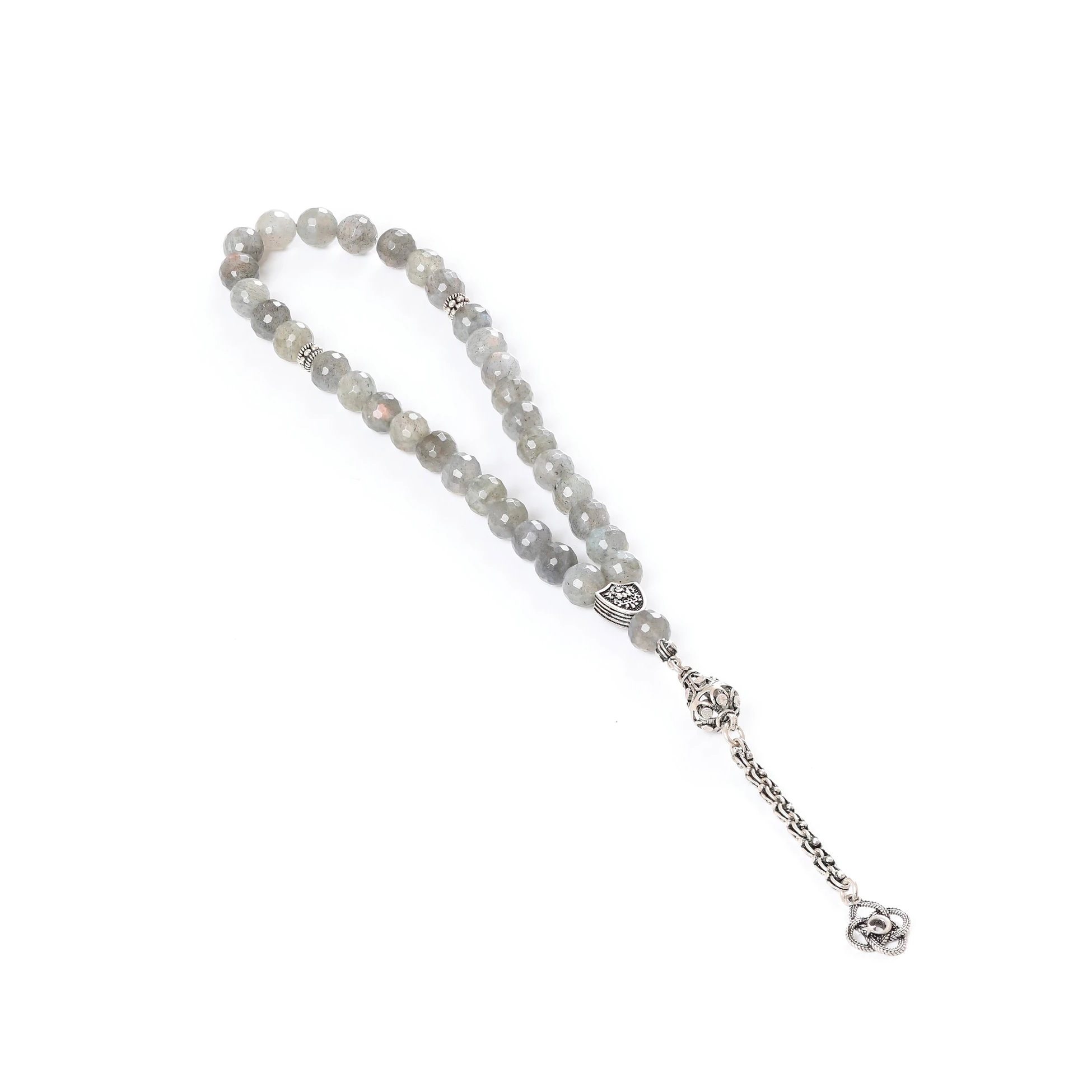 Labradorit Taşı Gümüş Tespih