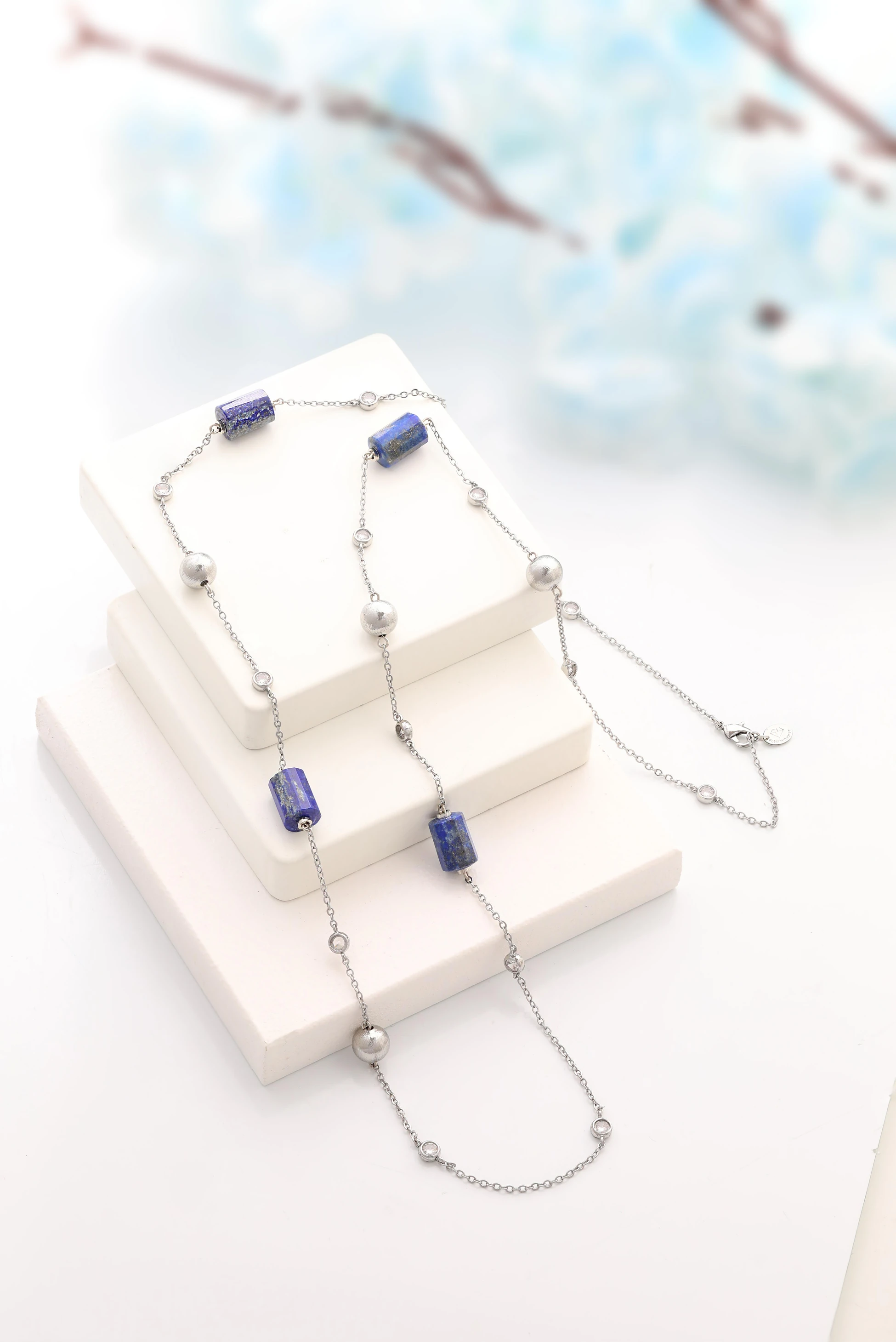 Lapislazuli Taşı Tiffany Zincir Kolye