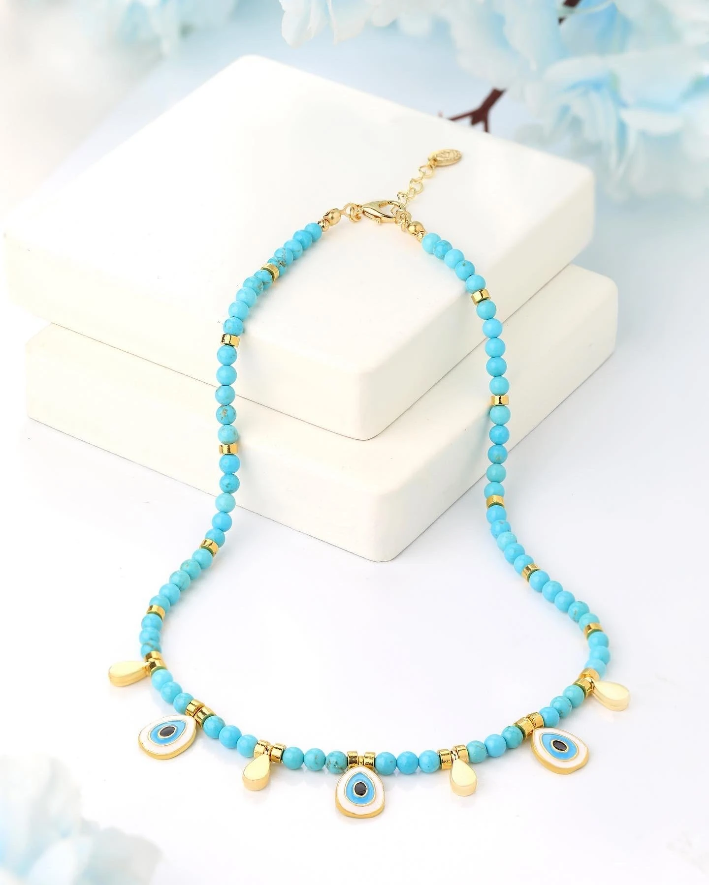 Turkuaz Damla Göz Kolye