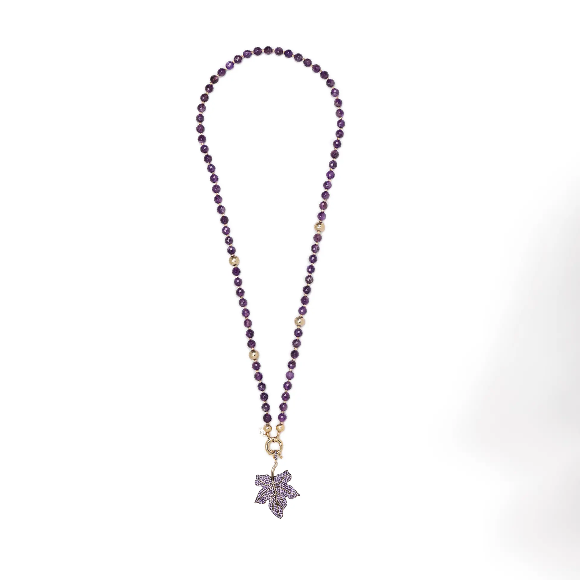 Yaprak Uçlu Ametist Taşı Kolye