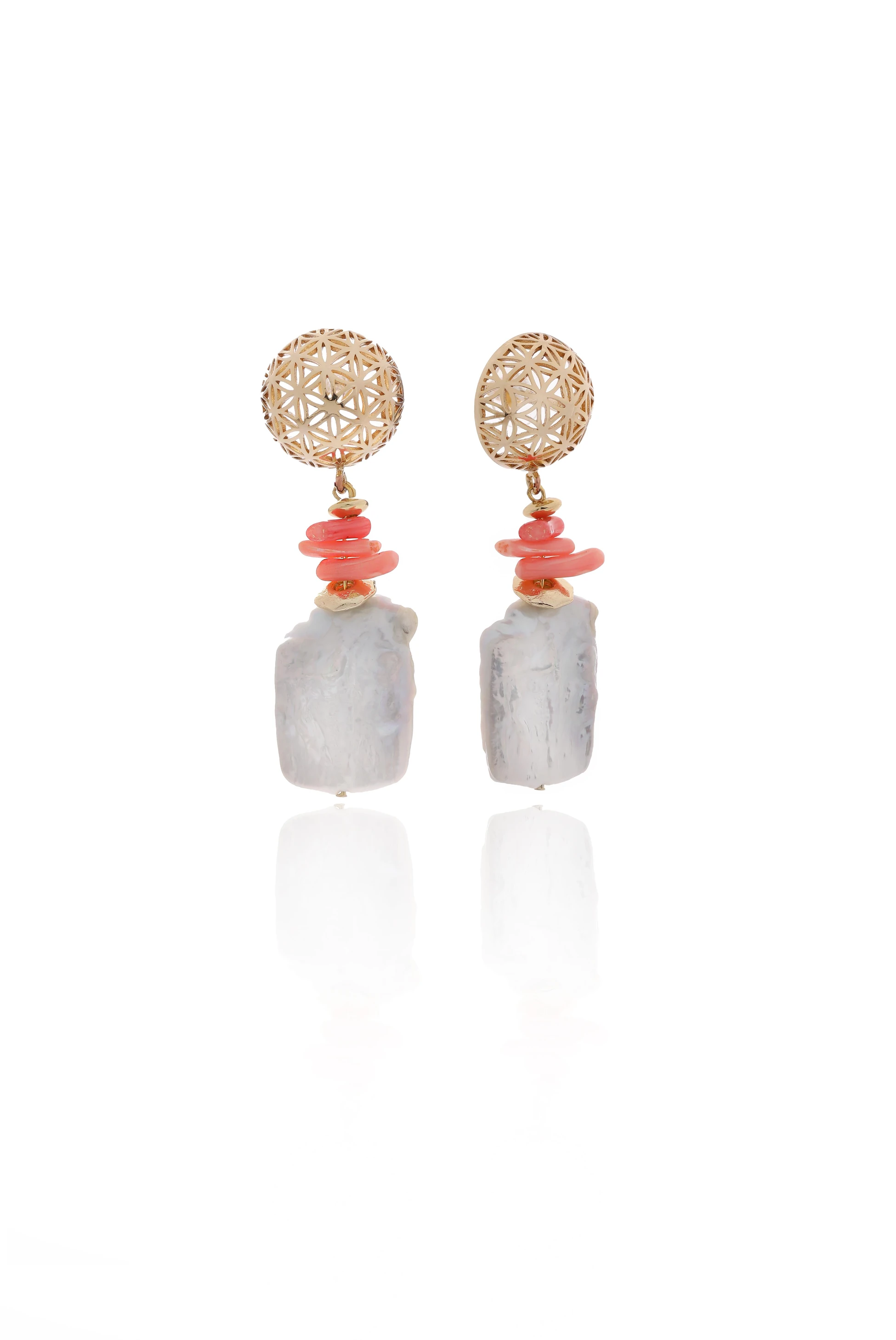 Yaşam Çiçeği Barok İnci Küpe