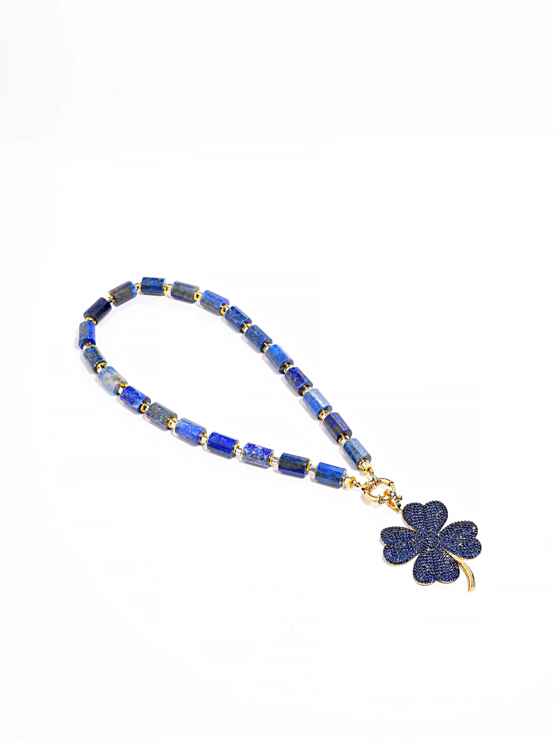 Yonca Uçlu Lapislazuli Taşı Kolye