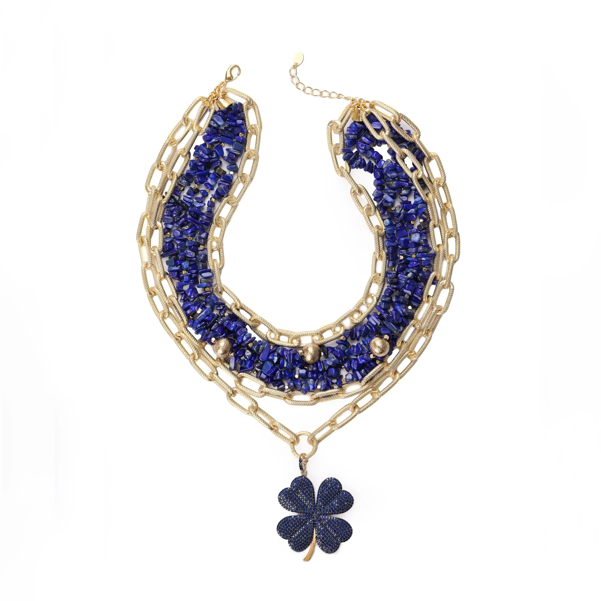 Yonca Uçlu Lapislazuli Taşı Kolye