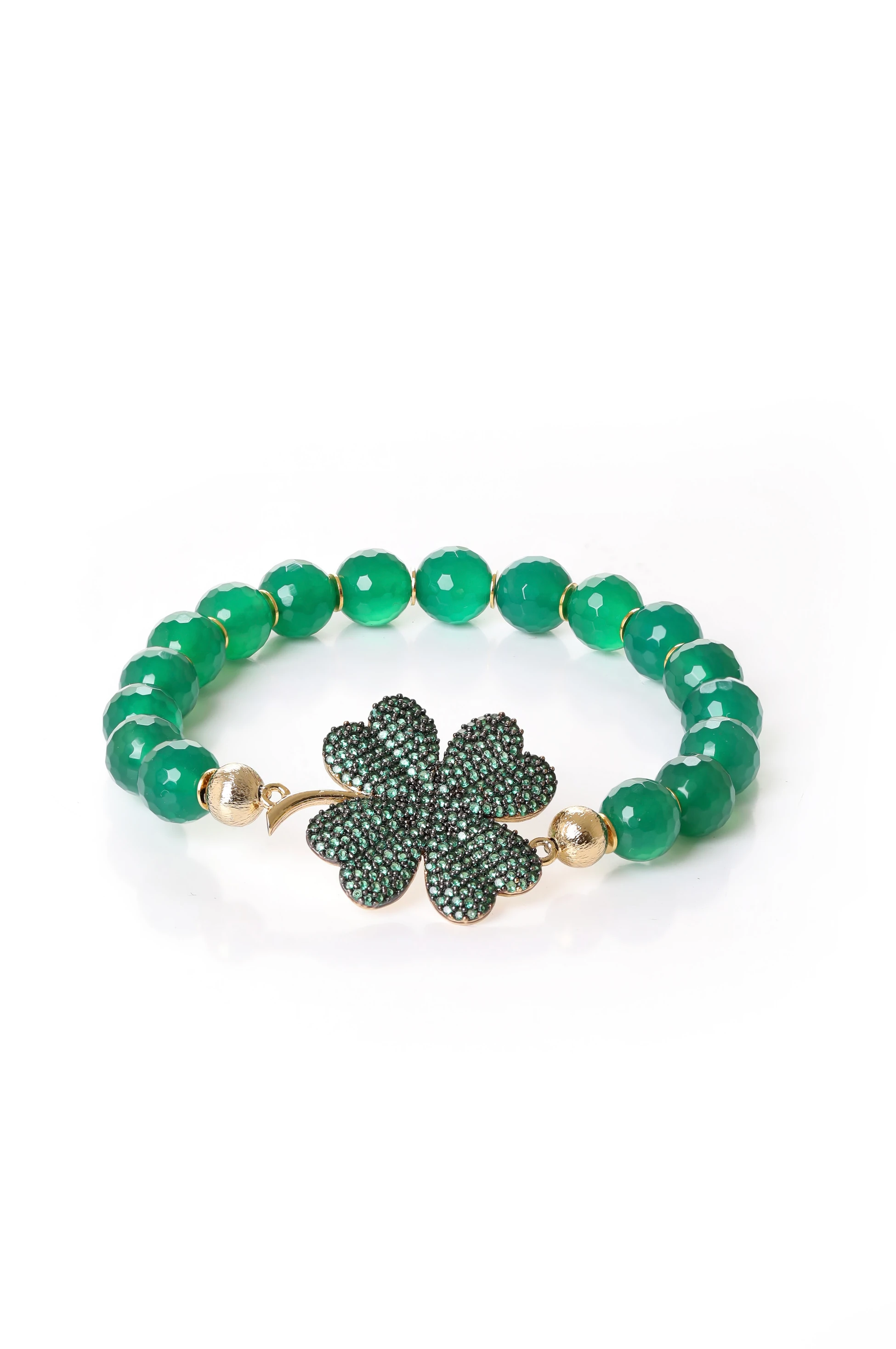 Yoncalı Yeşil Akik Taşı Bileklik