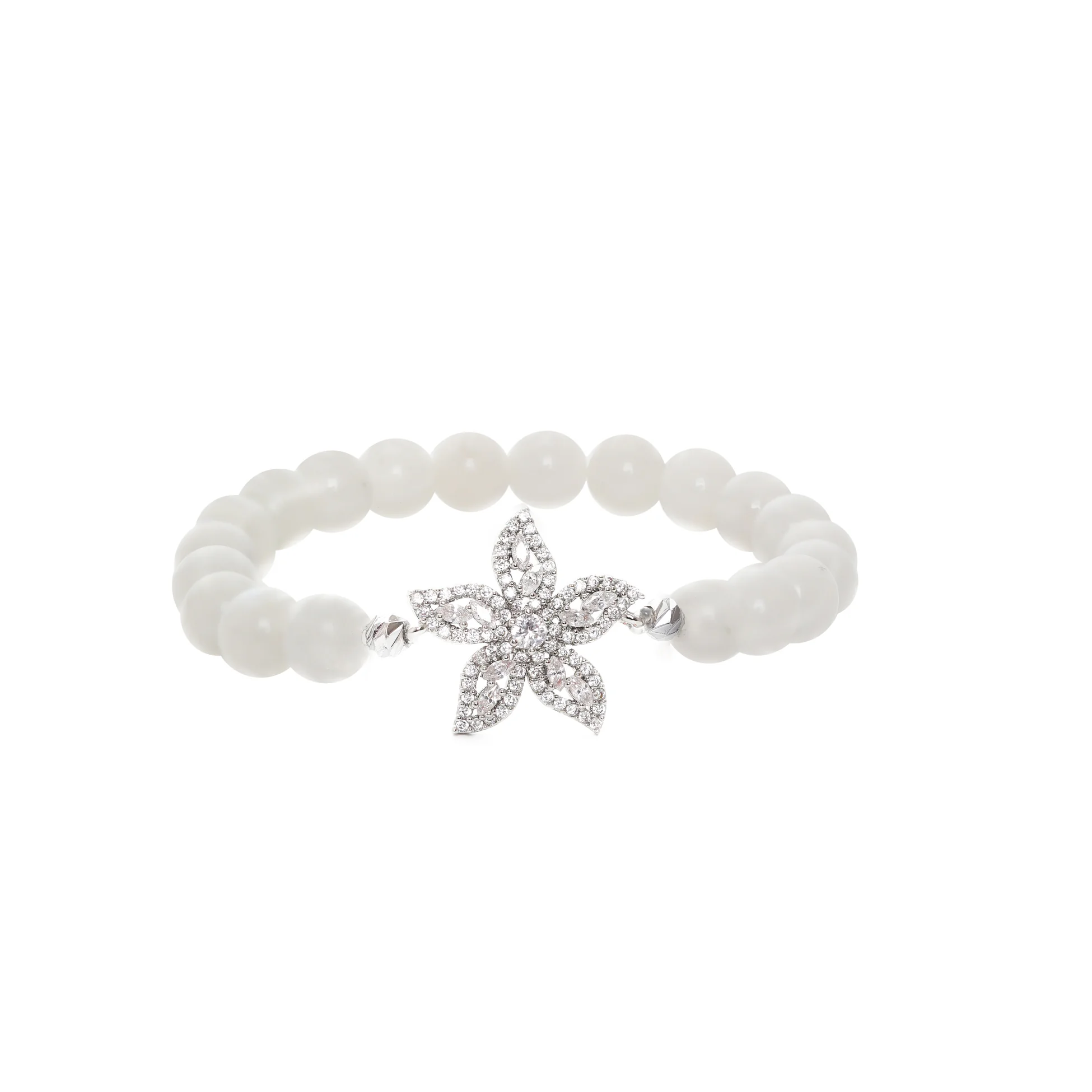 Çiçekli Ay Taşı Bileklik