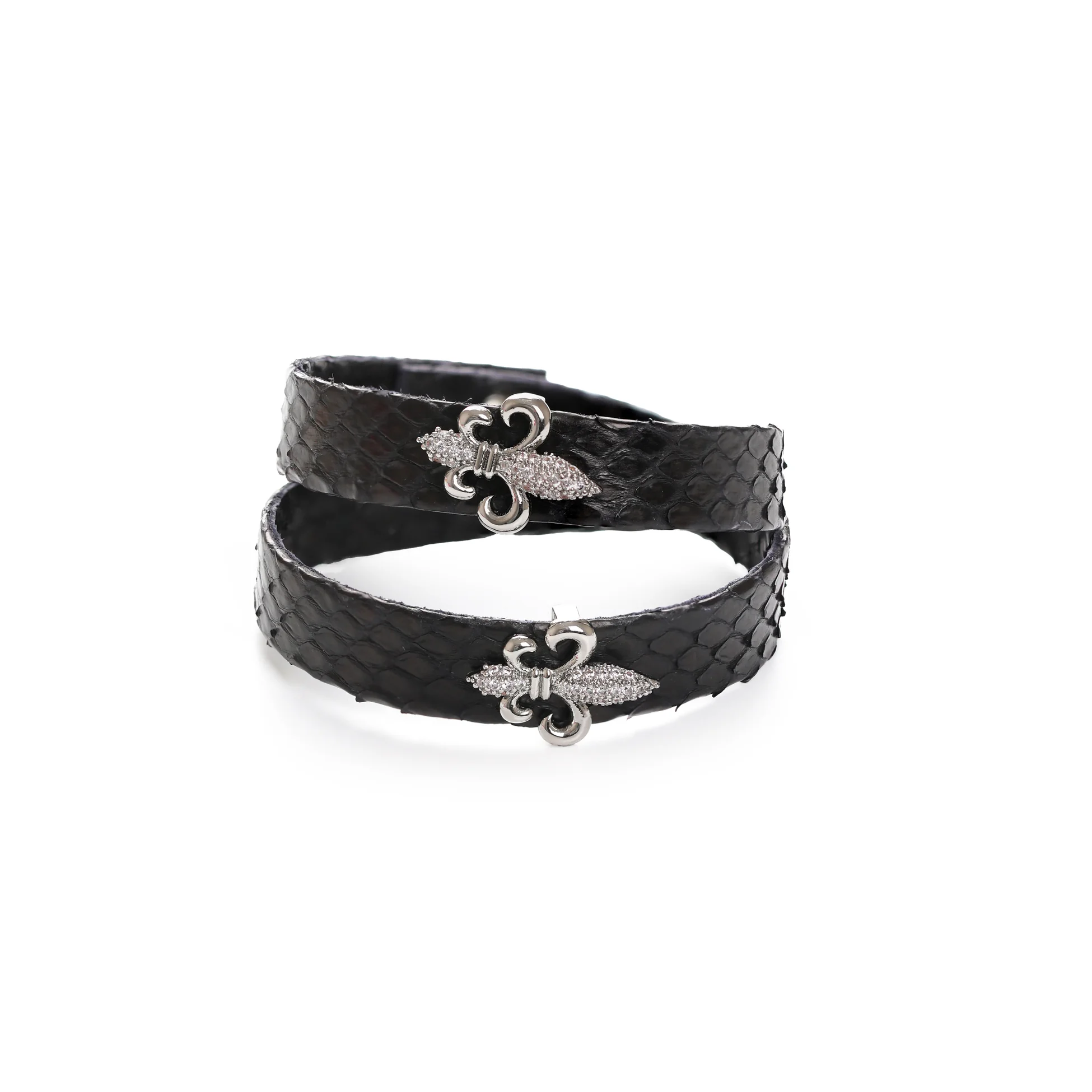 Siyah Çift Sıra Deri Bileklik