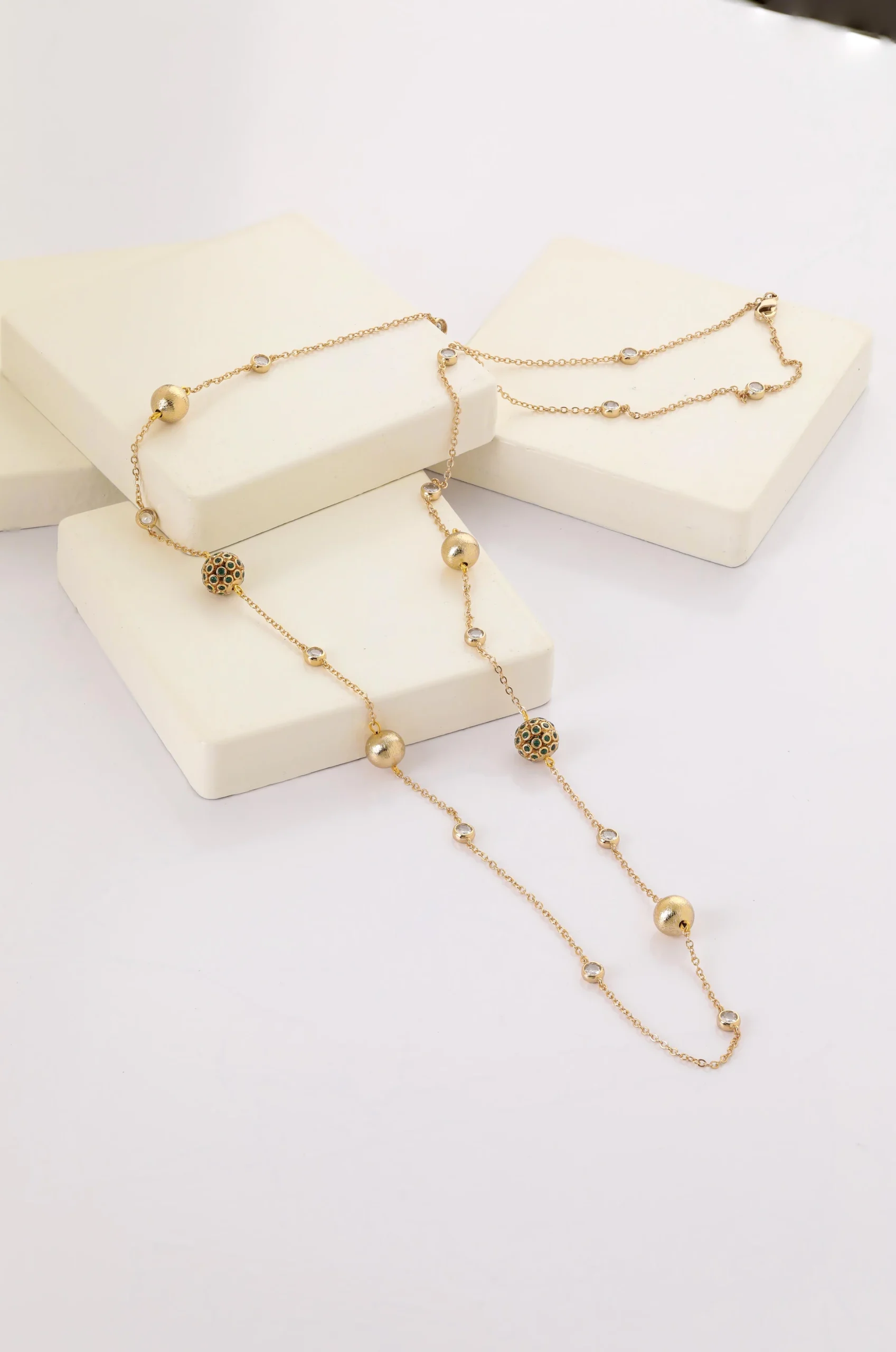 image_1950 Taşlı Toplu Tiffany Zincir Kolye - Görsel 1