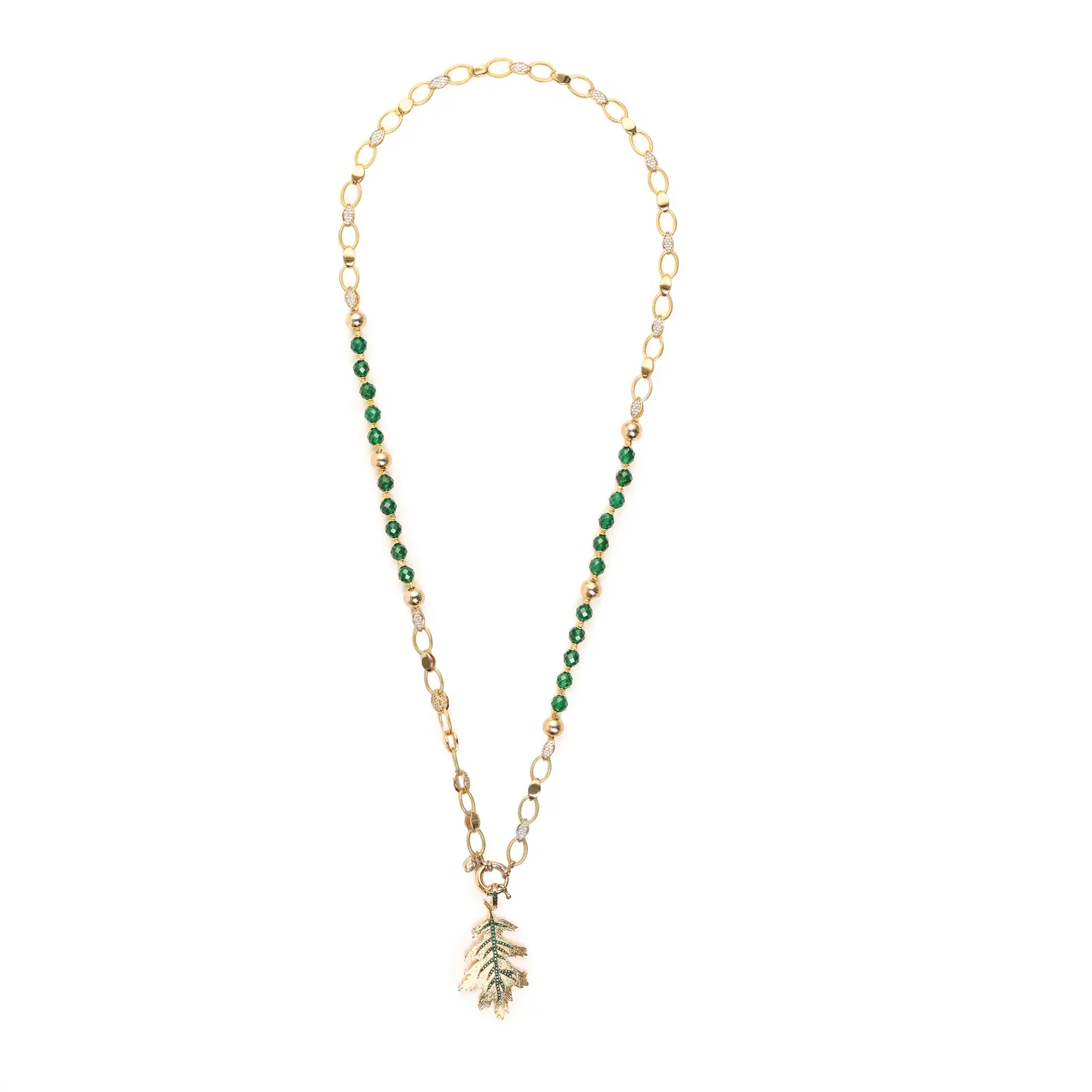 image_1950 Yeşil Akik Taşı Kolye - Görsel 1