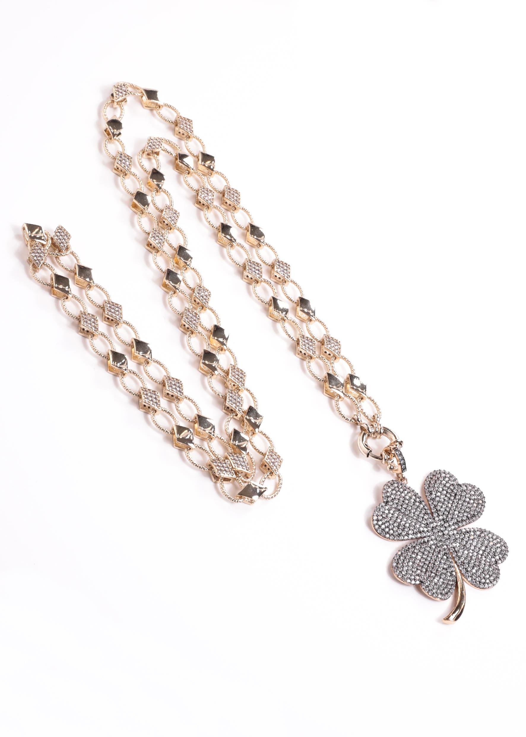 image_1950 Yonca Uçlu Zincir Kolye - Görsel 1