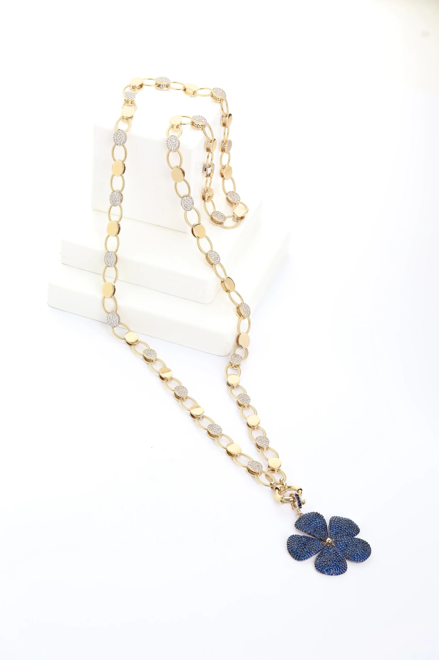 image_1950 Çiçek Uçlu Zincir Kolye - Görsel 1