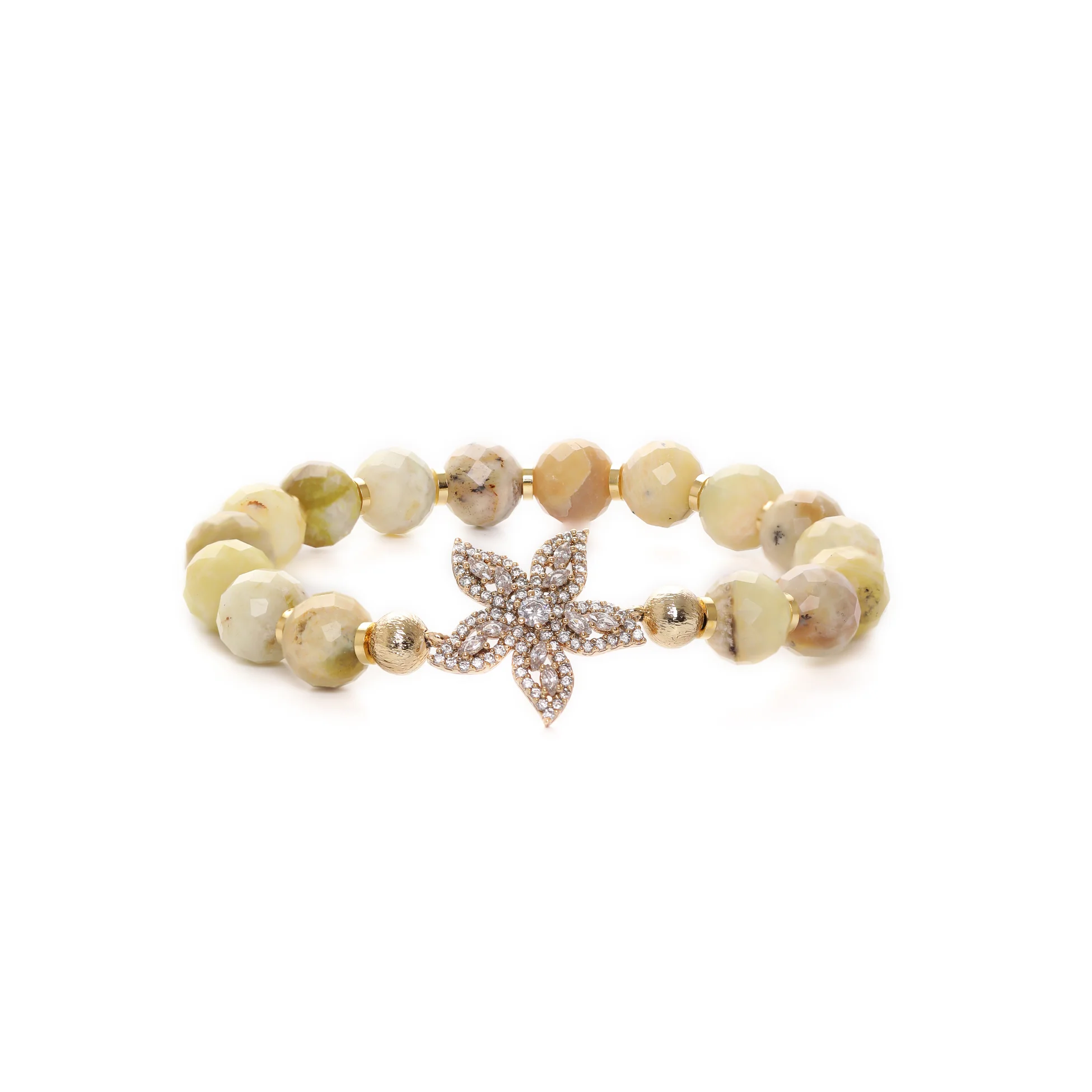 image_1950 Çiçekli Sarı Opal Taşı Bileklik - Görsel 1
