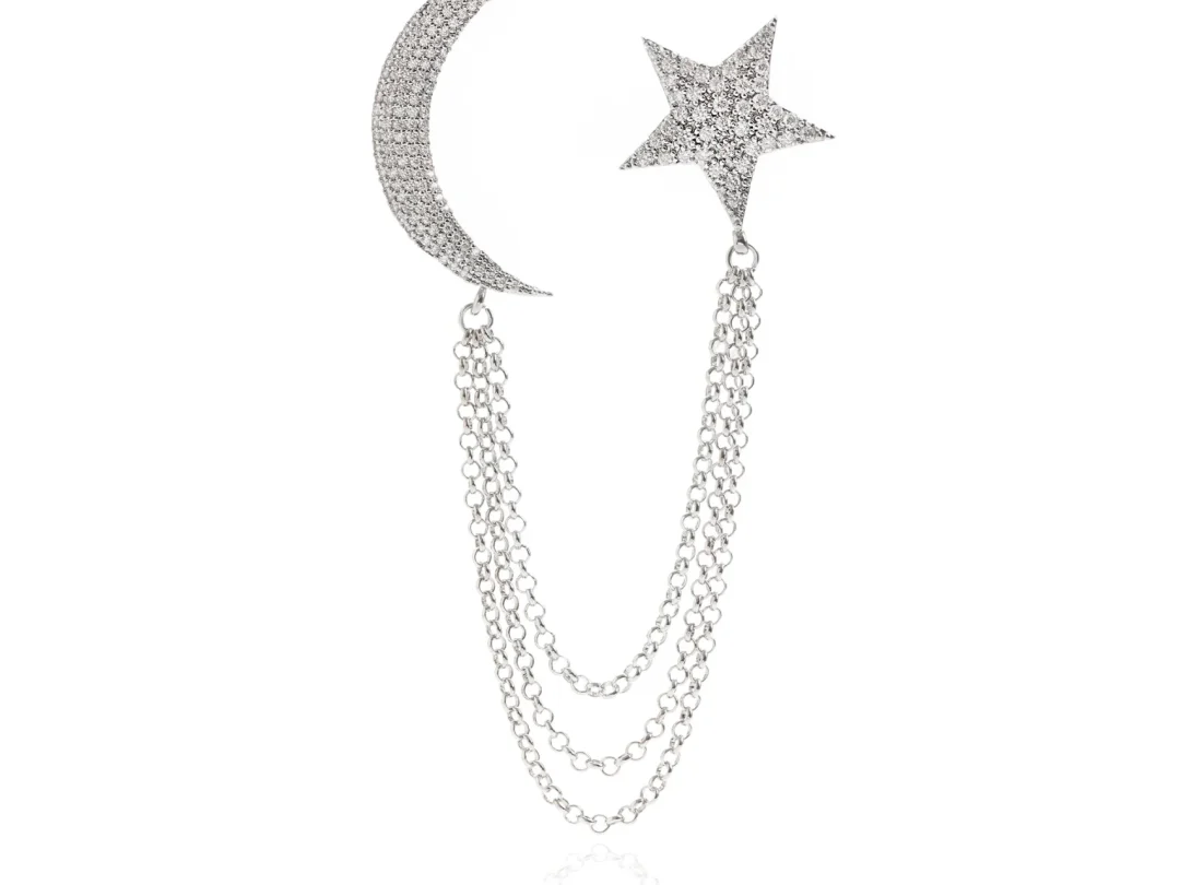 Ay Yıldız Zincirli Broş