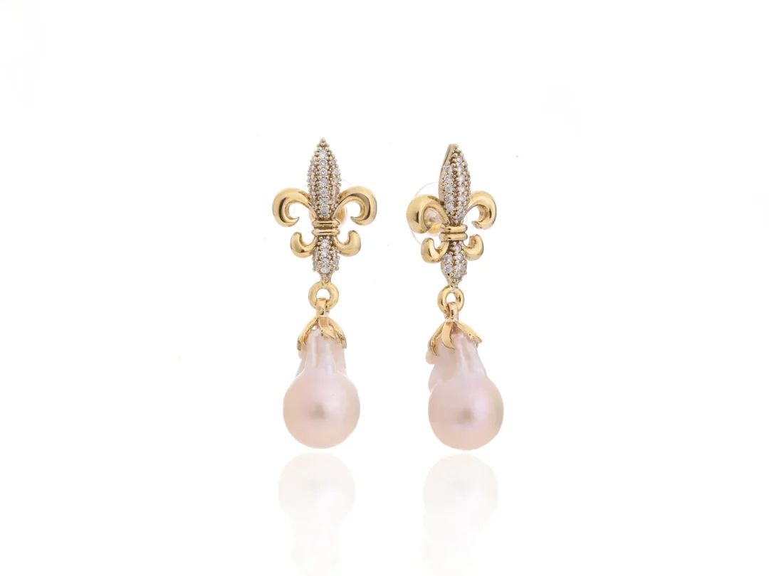 Barok İncili Zambak Küpe