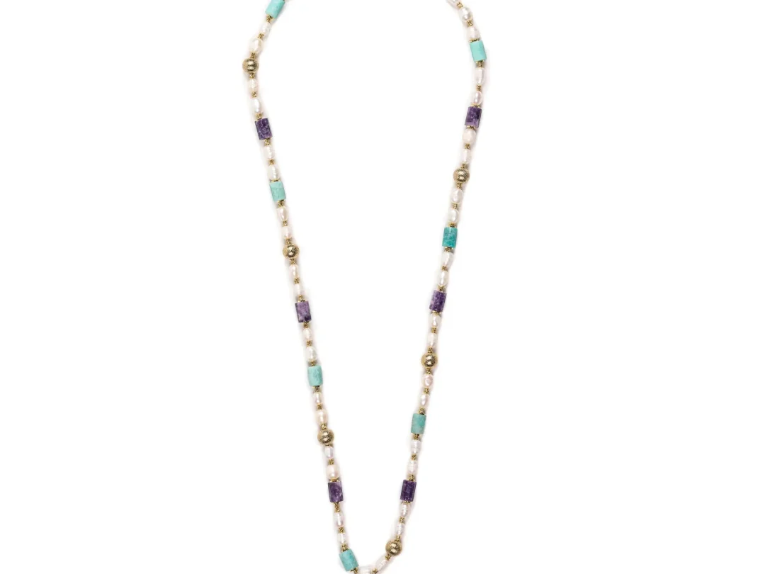 Amazonit & Ametrin İnci Kolye