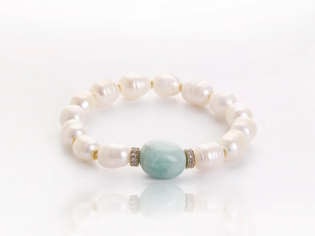 Amazonit & İnci Bileklik