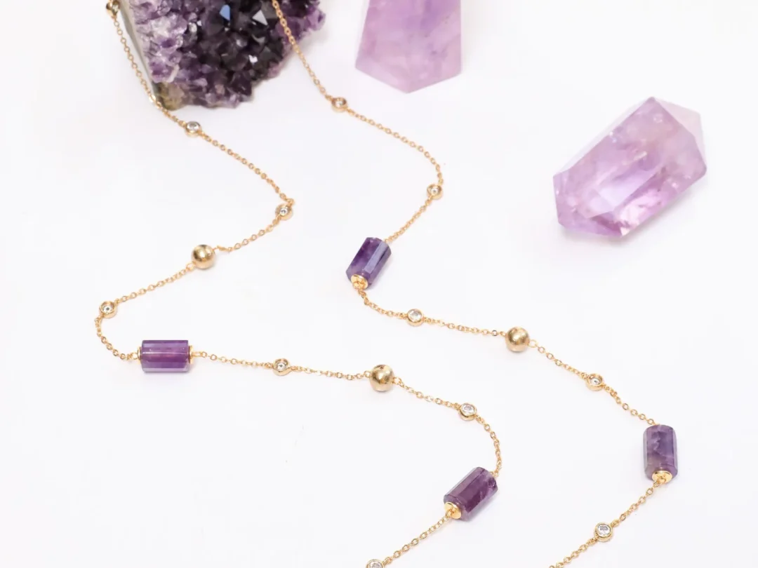 Ametist Taşlı Tiffany Zincir Kolye