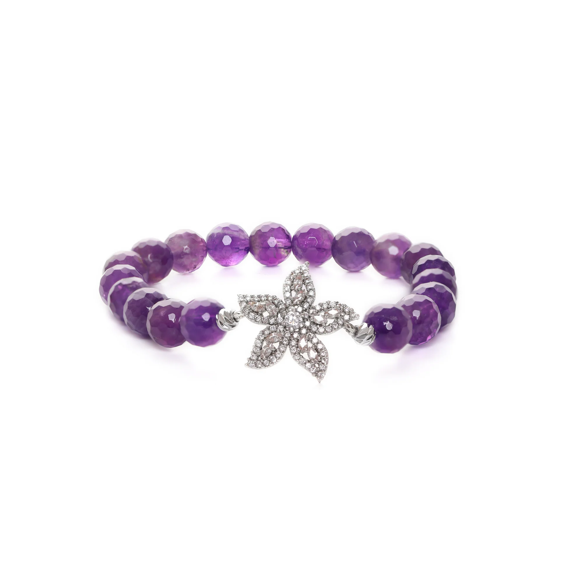image_1950 Ametist Taşı Çiçekli Bileklik - Görsel 1