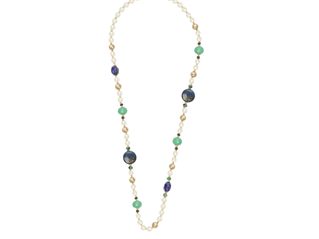 Lapis Lazuli Taşı İnci Kolye