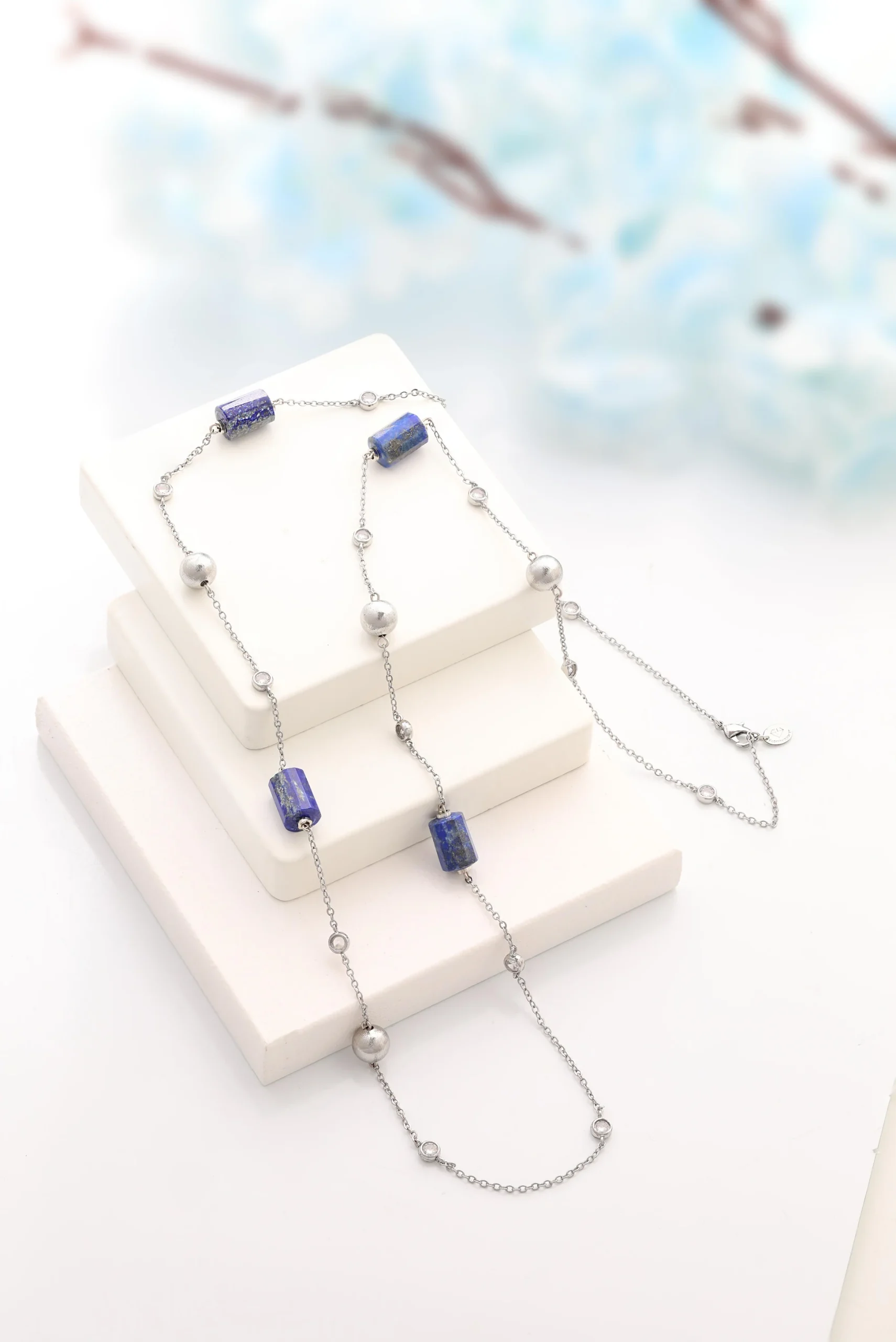 image_1950 Lapislazuli Taşı Tiffany Zincir Kolye - Görsel 1